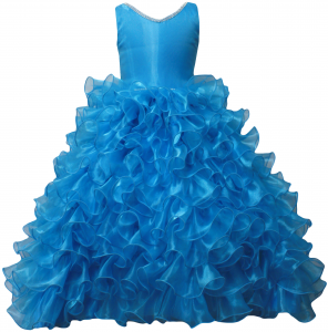GIRLS RUFFLE DRESSES W/TAIL (TURQ) 0515742